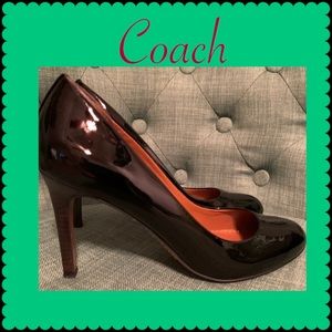 Coach Round Toe Patent Leather High Heel Pumps EUC